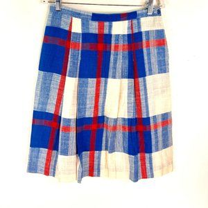 VTG Haberdashery by Personal Pleated Skirt Womens Juniors Size 16 Red Whit Blue